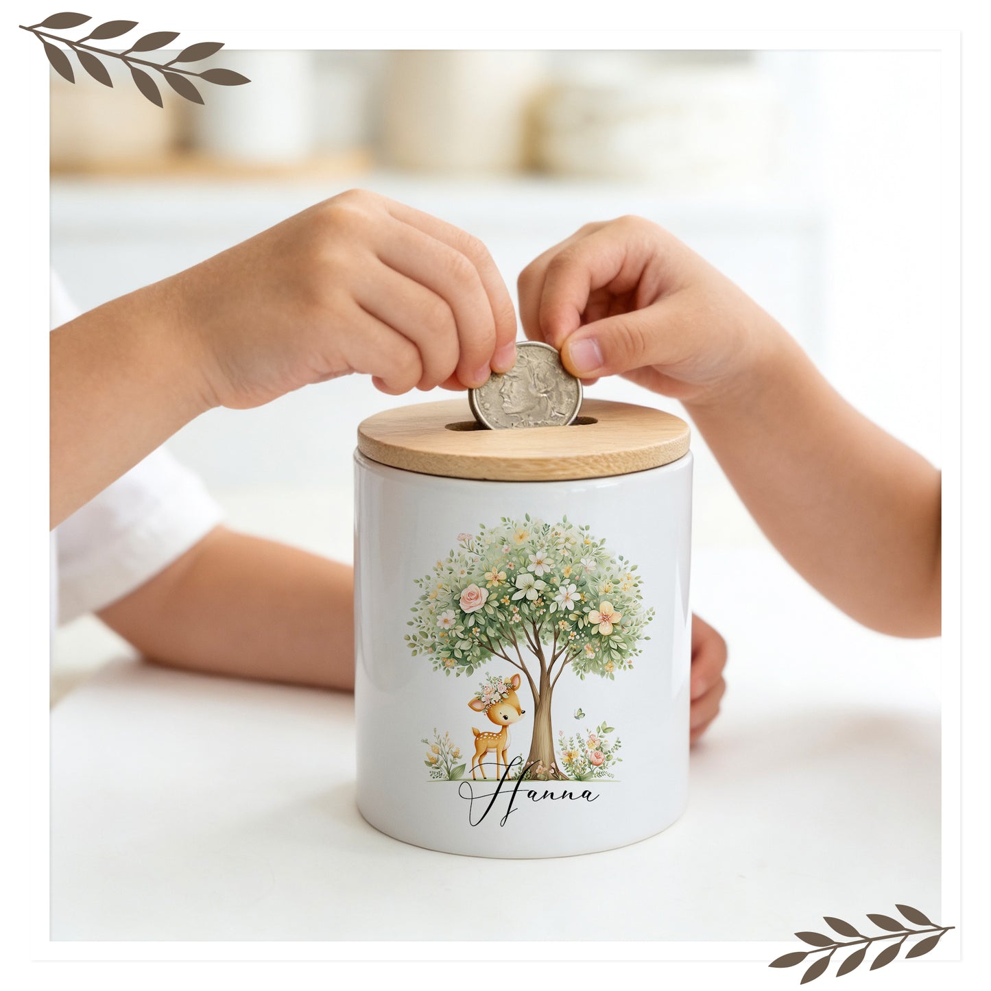 Kinder-Spardose Reh mit Name