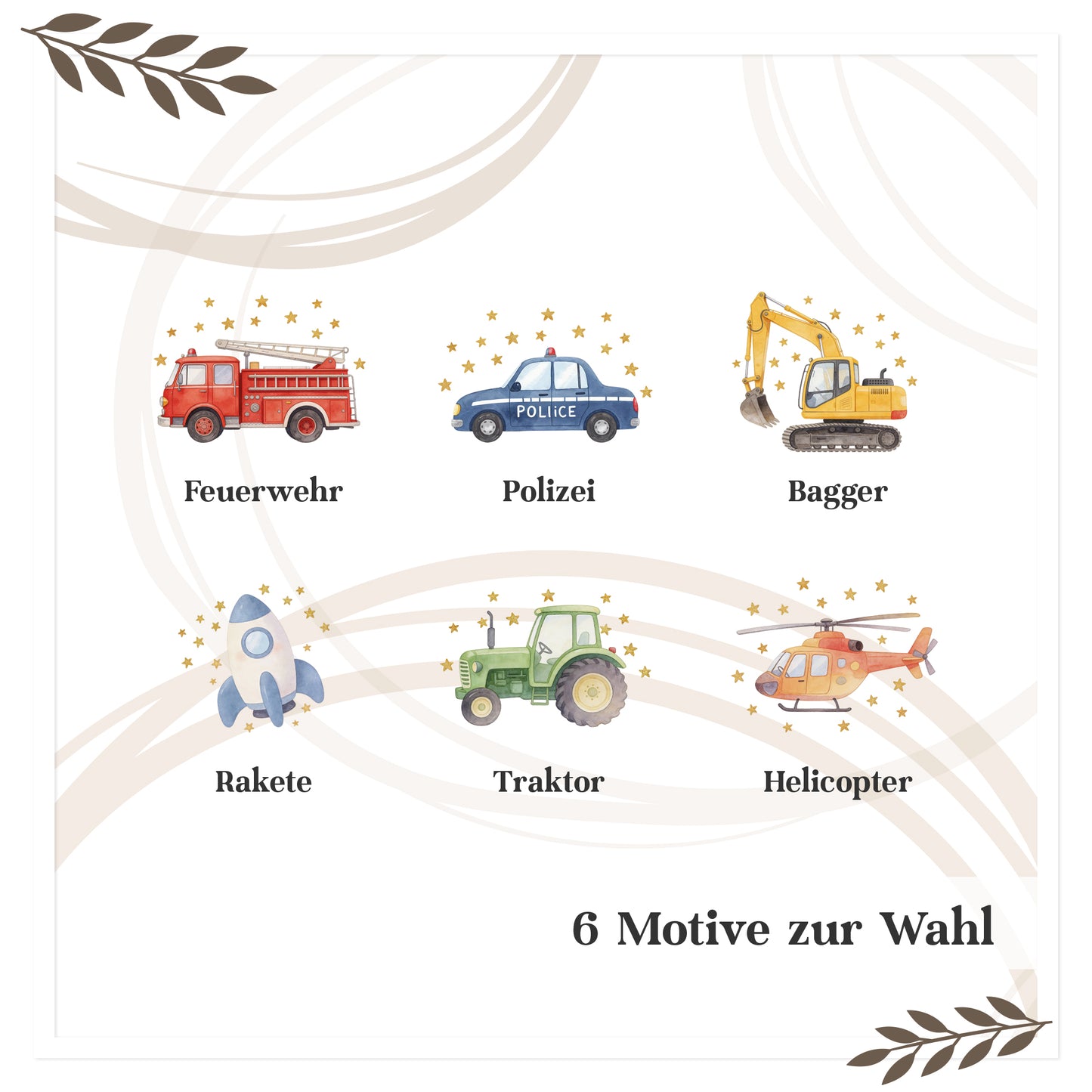 Personalisierte Kinder Spardose mit Namen – Fahrzeug Motive