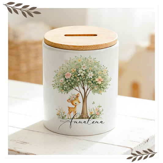 Kinder-Spardose Reh mit Name