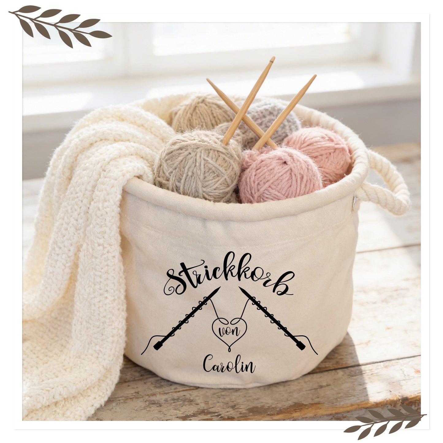 Personalisierter Strickkorb mit Name – „Strickkorb von“ SK03