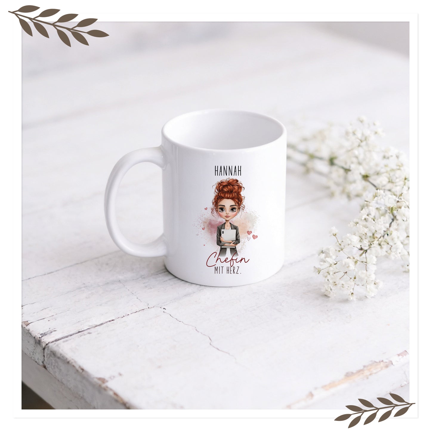 Tasse Chefin mit Herz personalisiert