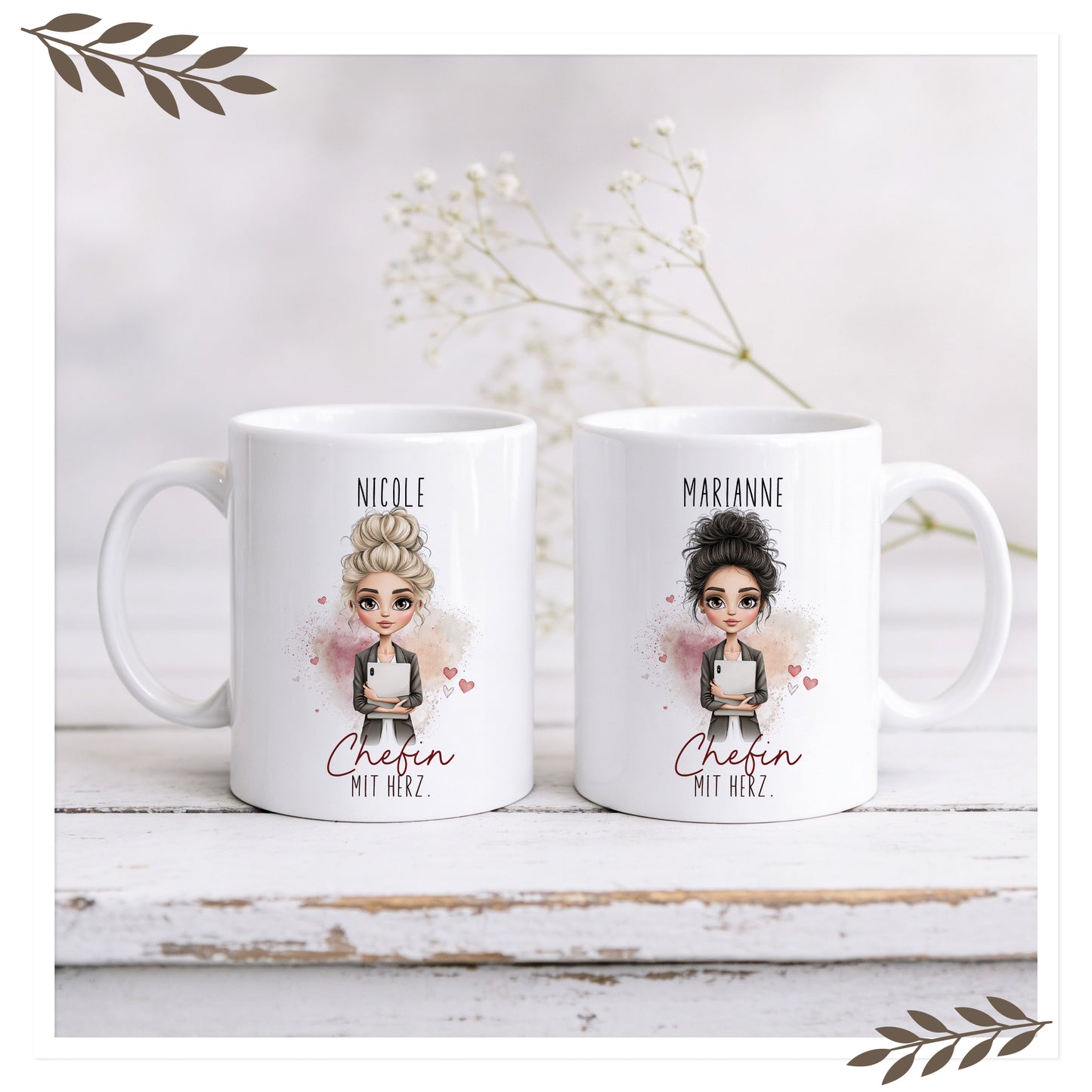 Tasse Chefin mit Herz personalisiert