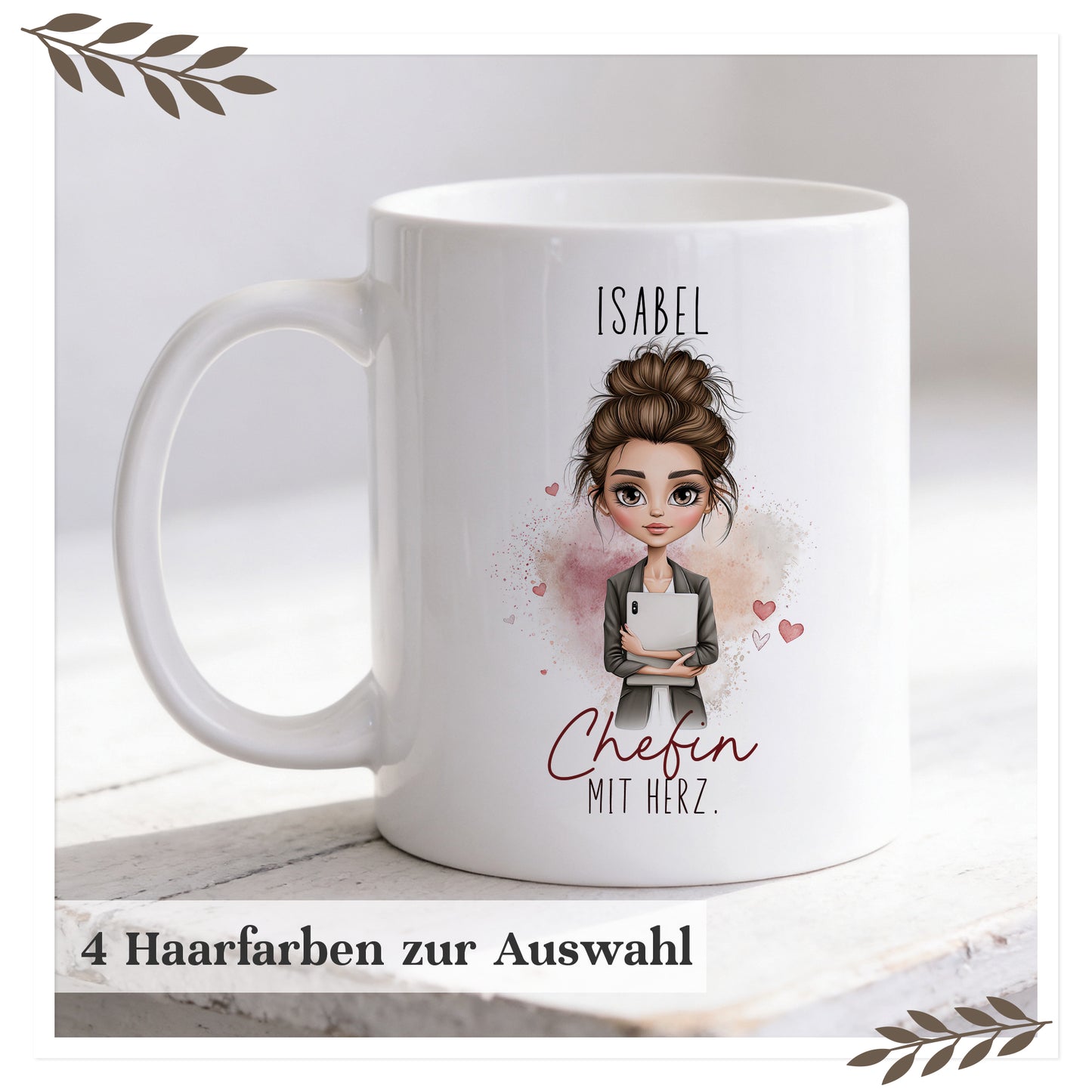 Tasse Chefin mit Herz personalisiert