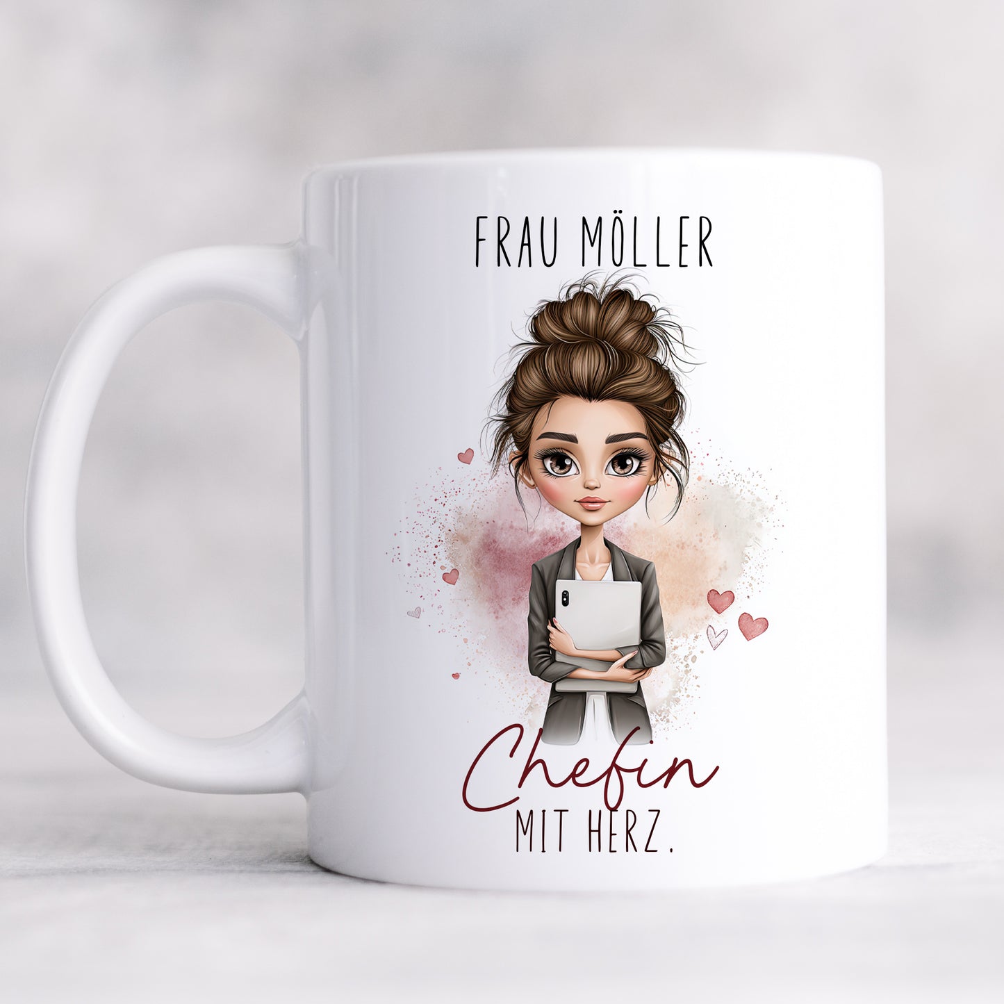 Tasse Chefin mit Herz personalisiert