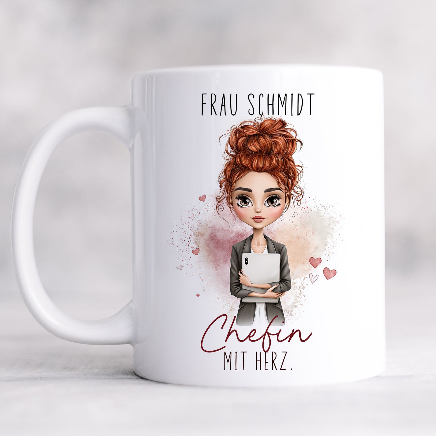 Tasse Chefin mit Herz personalisiert