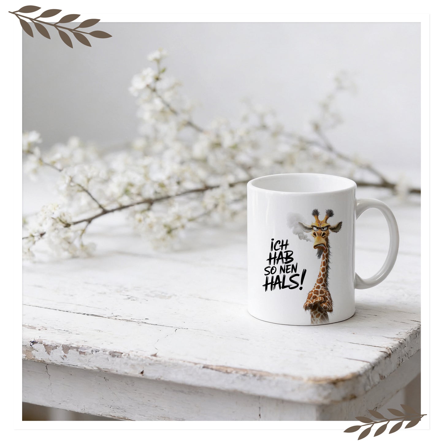 Lustige Giraffen Tasse „Ich hab so nen Hals!“
