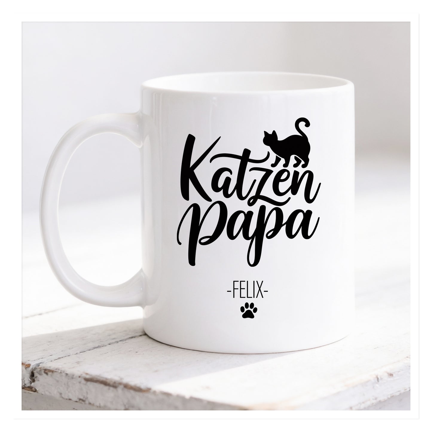 Katzenpapa Tasse – personalisiert mit Namen