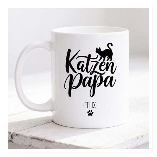 Katzenpapa Tasse – personalisiert mit Namen