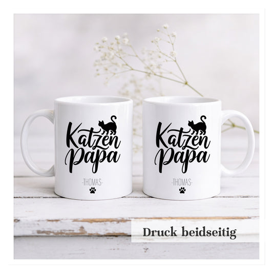 Katzenpapa Tasse – personalisiert mit Namen
