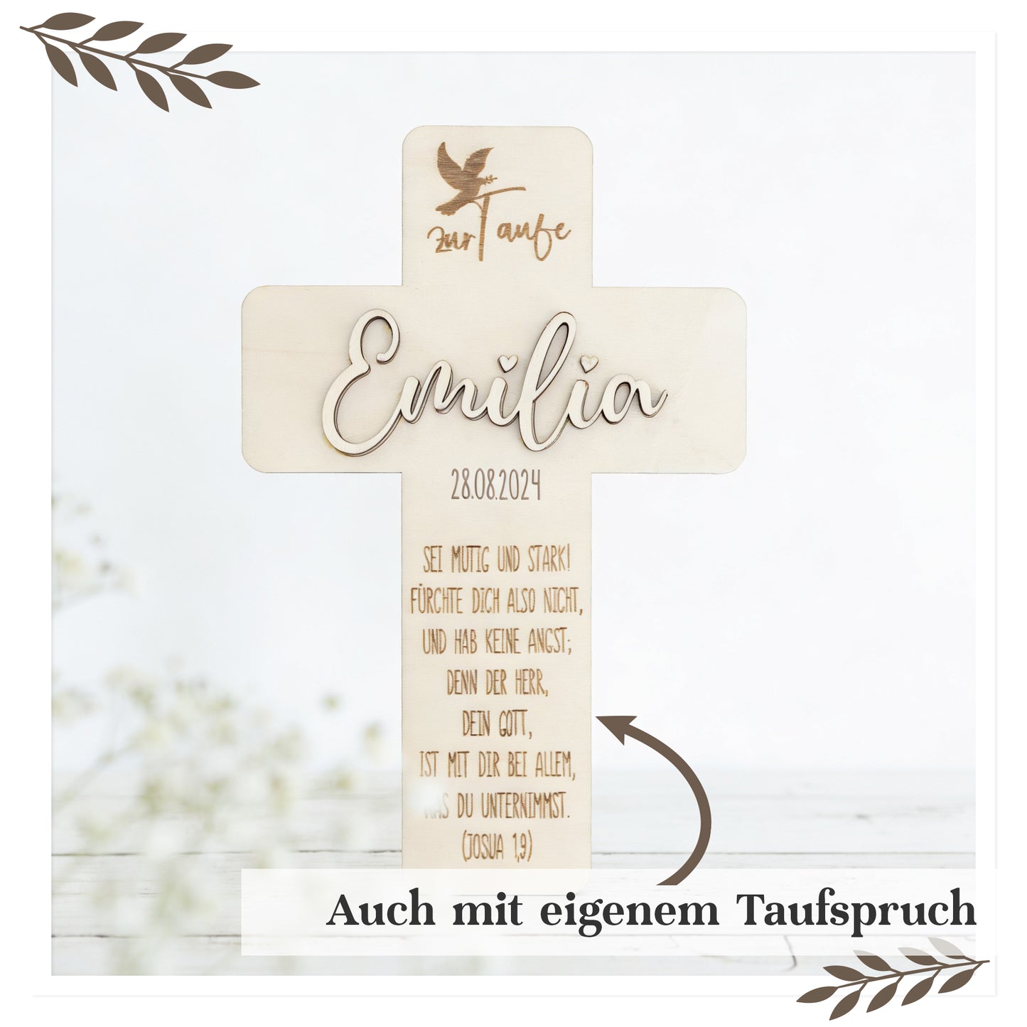 Personalisiertes Taufkreuz aus Holz