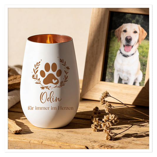 Tier Erinnerung – Personalisiertes Gedenklicht mit Pfote