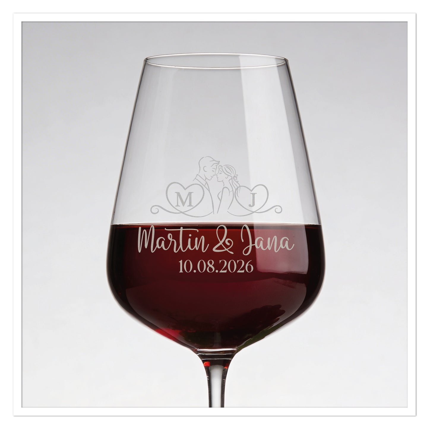 Personalisiertes Weinglas Hochzeitspaar mit Name + Datum