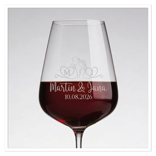 Personalisiertes Weinglas Hochzeitspaar mit Name + Datum