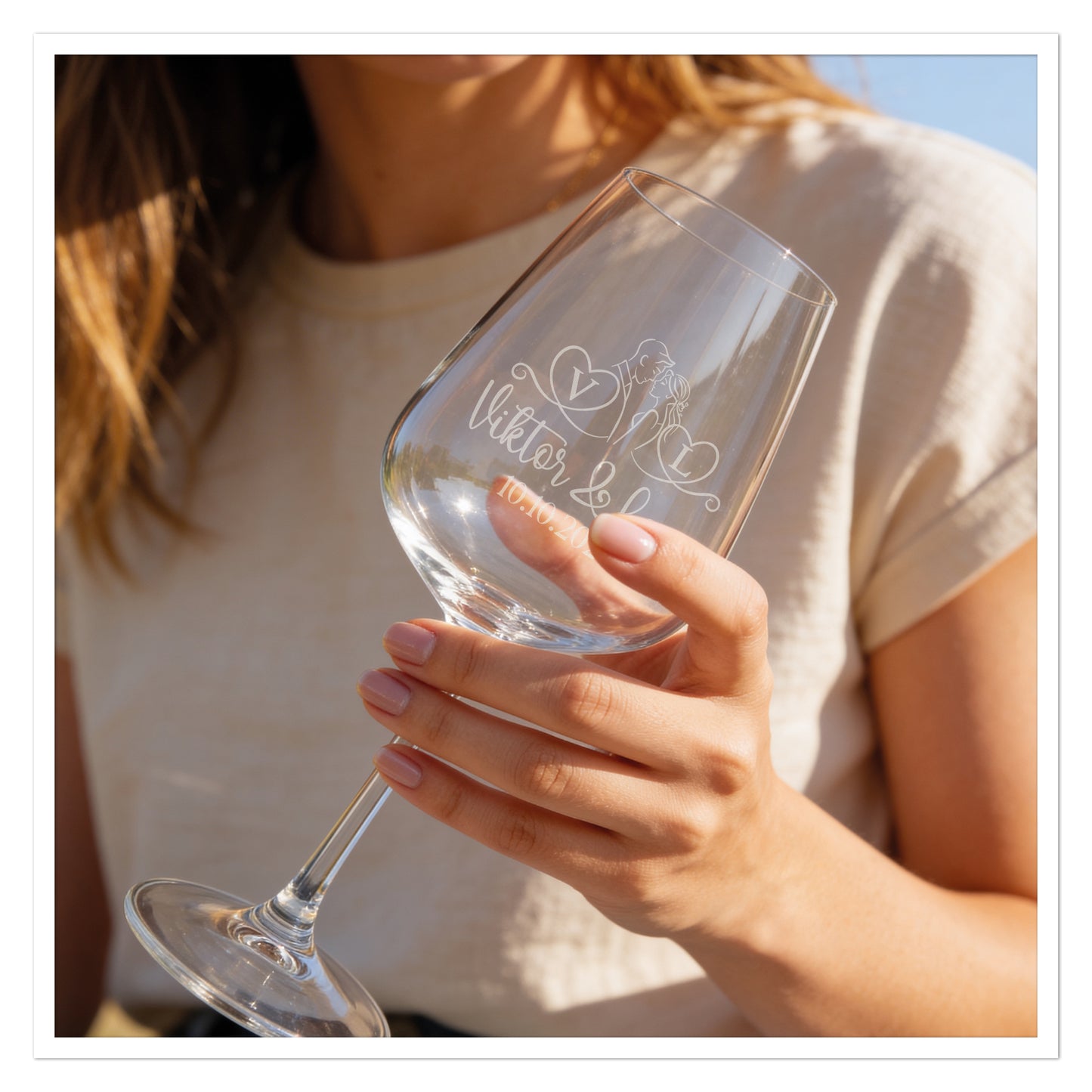 Personalisiertes Weinglas Hochzeitspaar mit Name + Datum