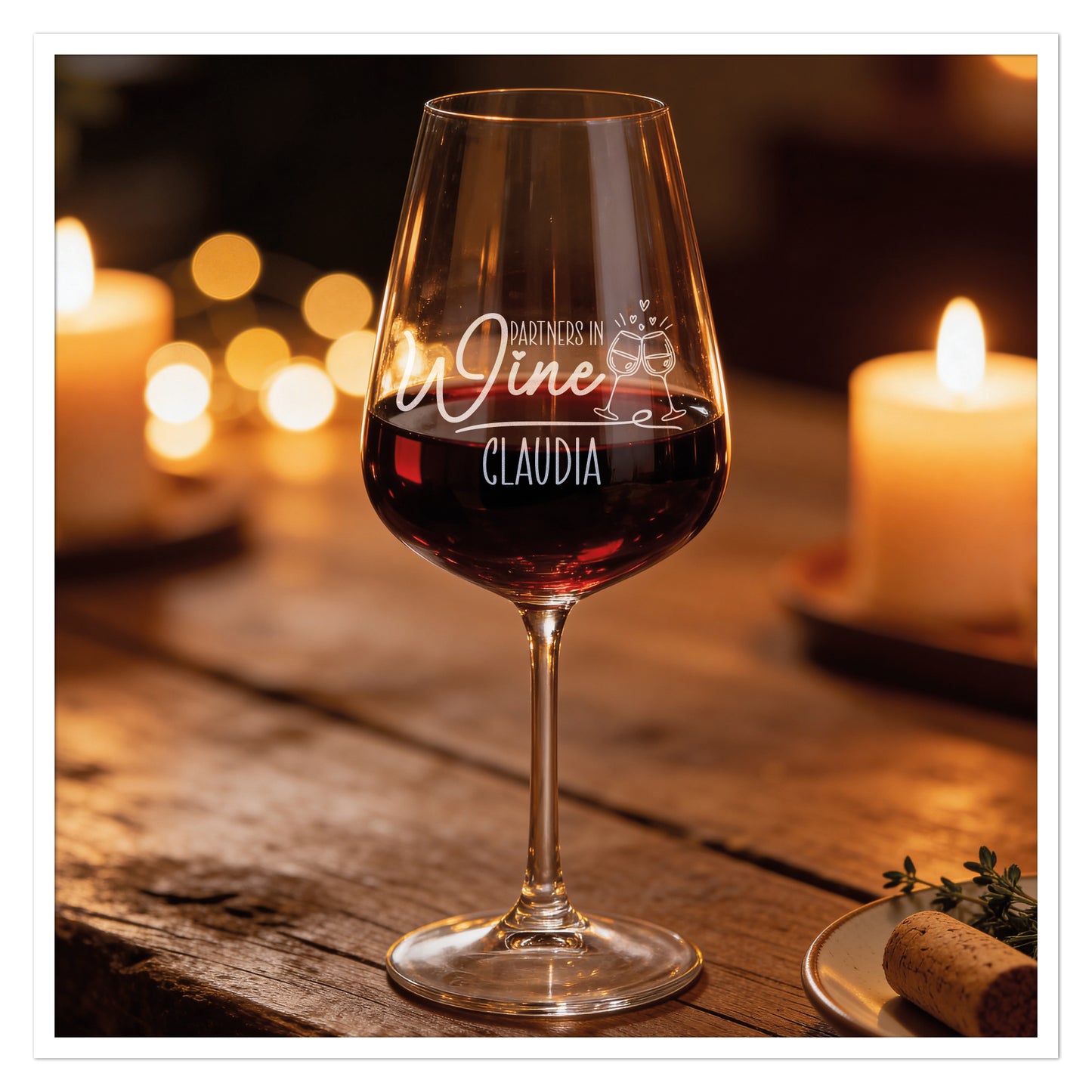 Personalisiertes Weinglas Partners in Wine mit Name(n)
