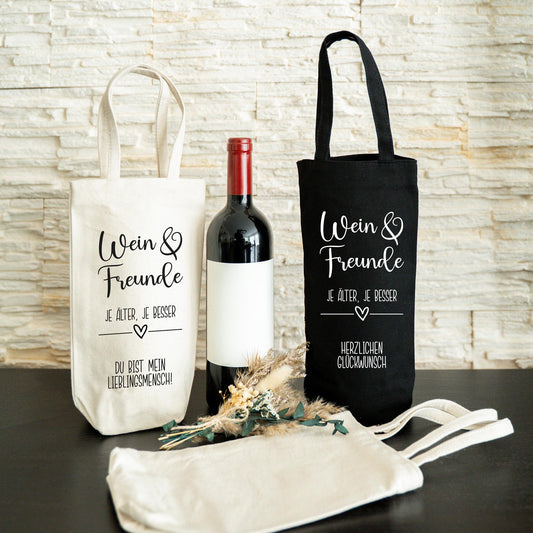 Flaschenbeutel mit Spruch und Wunschtext