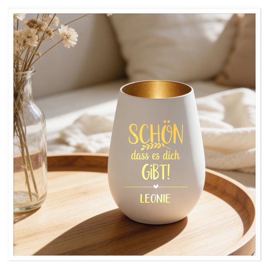 Personalisiertes Windlicht „Schön dass es dich gibt“